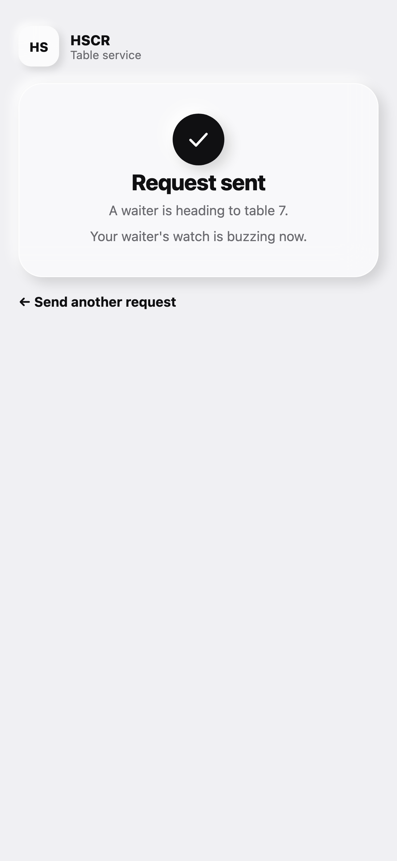Request confirmed screen on an iPhone